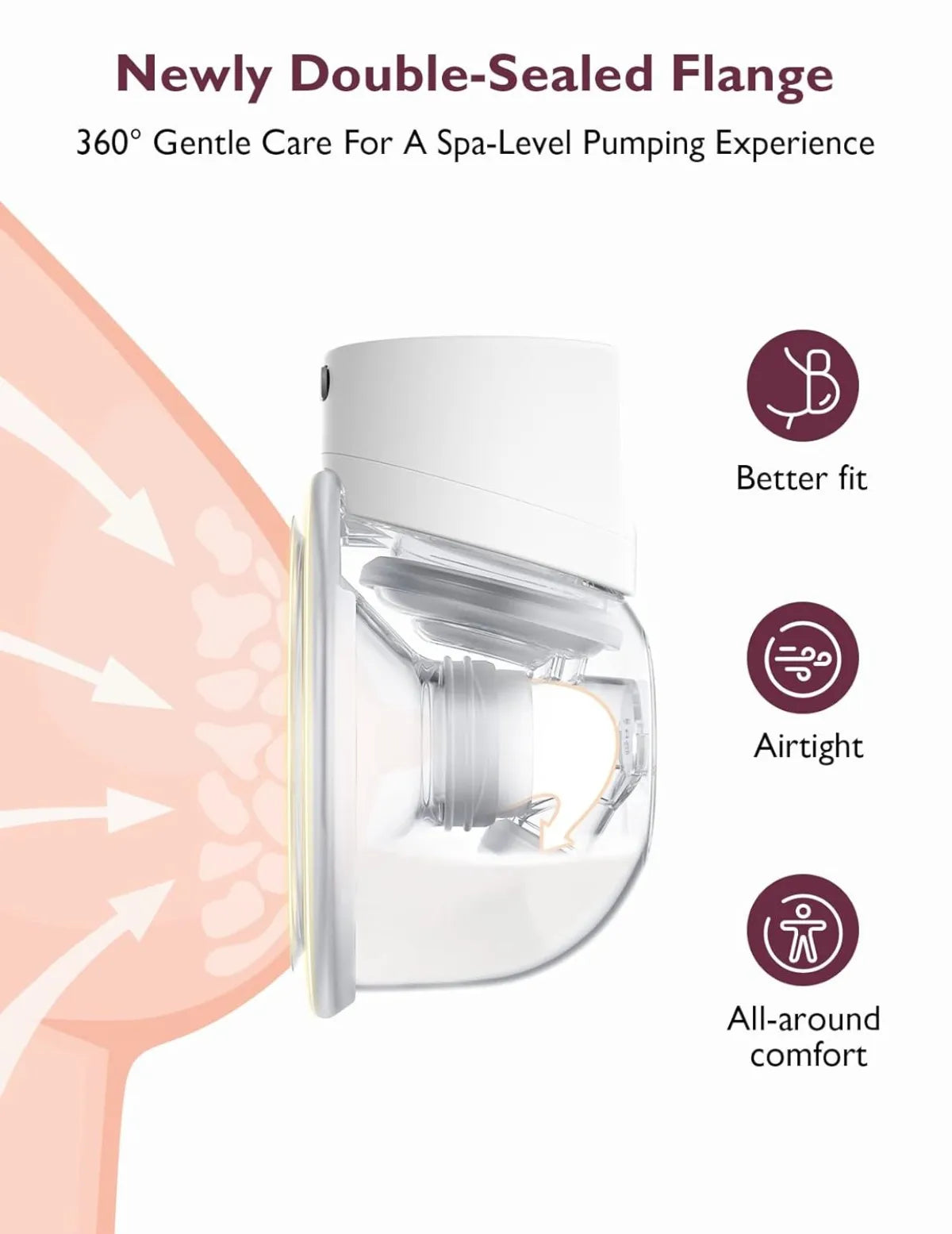 Breast Pump Hands Free Wearable Breast Milk Pumps Breastfeeding Pump | Wearable & Wireless Breast Pump with Soft Double-Sealed Flange, 3 Modes & 9 Levels Double Electric Pump Portable, Smart Display, 24mm, One Piece Pack, Elegant White