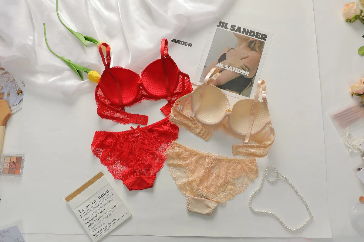 Lingerie Lace Bra & Panty Set for Women & Girls | Floral Underwire Set – Breathable & Stylish