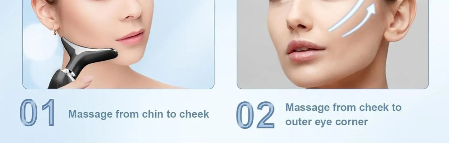 Facial Neck Lifting Machine Sonic Face Massager Beauty Device,Wrinkles Remover Skin Rejuvenation Anti-aging Rechargeable 3 Modes,White