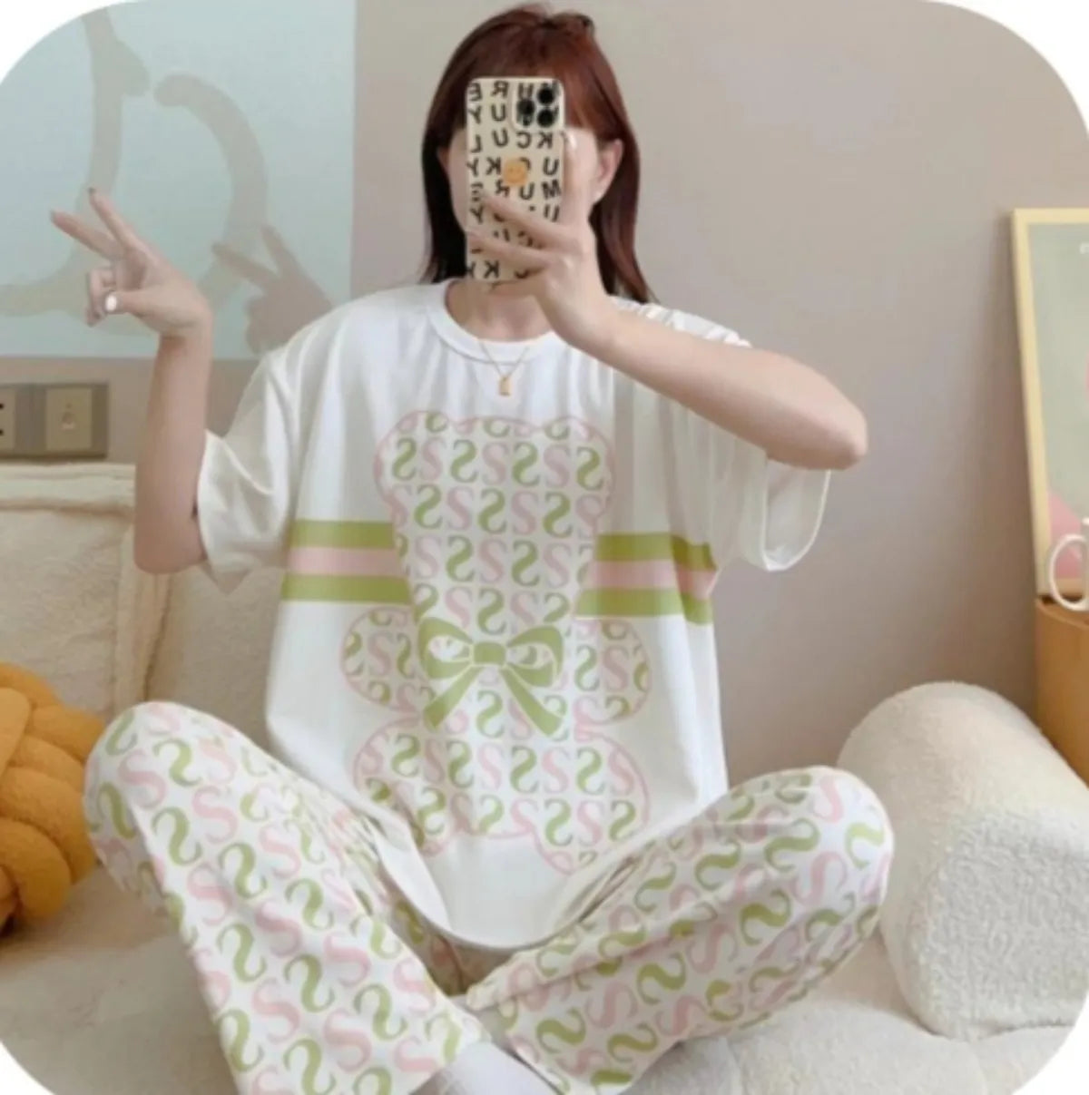 Printed Ladies Sleep Wear Night Dress with Shirt and Trouser (Complete Sleeping Suit) For Women and Girls