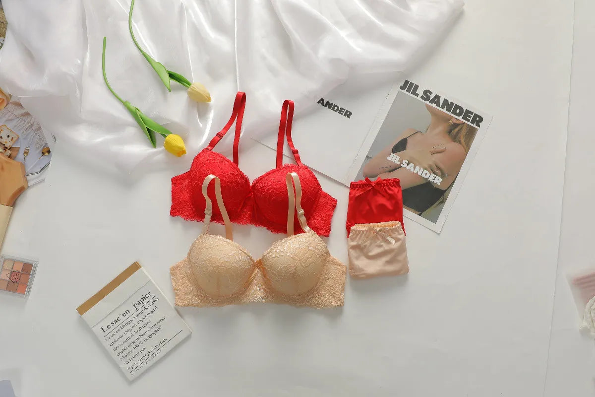 Lingerie Lace Bra & Panty Set for Women & Girls | Floral Underwire Set – Breathable & Stylish