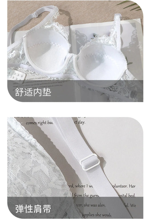 High Quality Imported White Lace Bra | Elegant & Breathable Push-Up Lingerie