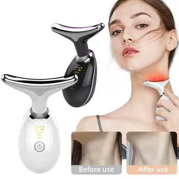 Facial Neck Lifting Machine Sonic Face Massager Beauty Device,Wrinkles Remover Skin Rejuvenation Anti-aging Rechargeable 3 Modes,White