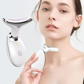 Facial Neck Lifting Machine Sonic Face Massager Beauty Device,Wrinkles Remover Skin Rejuvenation Anti-aging Rechargeable 3 Modes,White